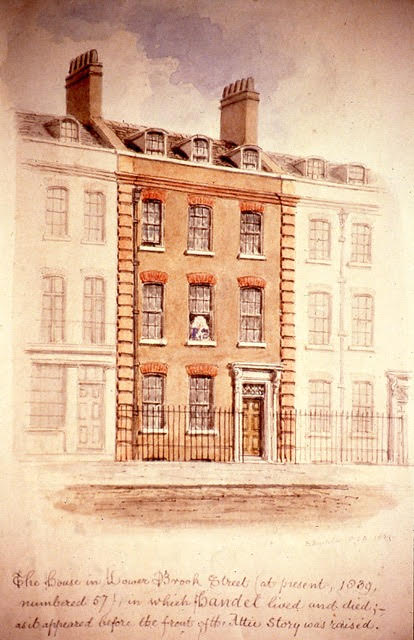 Drawing of George Fredrick Handel in his house by John Buckler, 1839